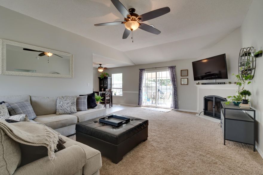 Welcome Home! Great floorplan with all the updates! Move in ready! Bright open living room with vaulted ceilings. Granite counters and stainless appliances in the kitchen. Tile floors in the kitchen and bathrooms. Great sized rooms. Big closets. Fireplace in the living room. Recently painted in neutral greys, other than the hall bath, so its fresh and clean. French doors open to the covered patio and the fully fenced backyard. Two car garage PLUS an almost brand new shed in the backyard. Sprinkler system and well. Located on a cul de sac.