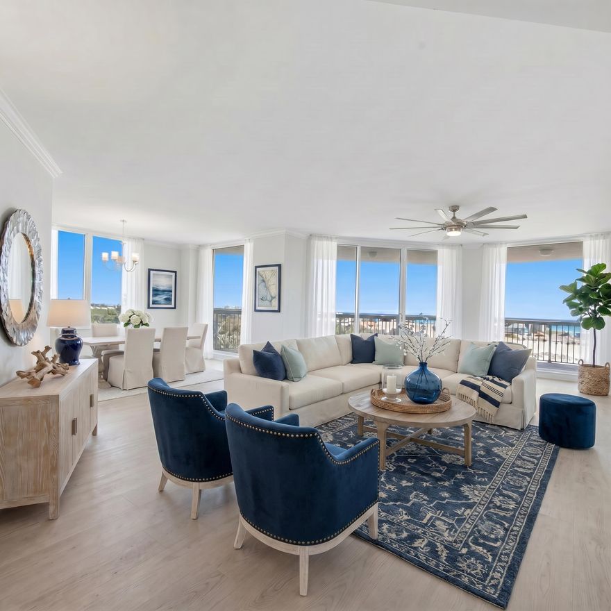 *Price Improvement* *Pictures 1 and 2 are virtually staged.* Step into coastal luxury with this expansive, magnificent condo set directly on the sugar-white sands of the Emerald Coast in beautiful Destin, Florida. Boasting breathtaking panoramic views of the Gulf's emerald-green waters, this stunning residence offers the perfect blend of elegance, comfort, and beachfront living.

Inside, you'll find a spacious open-concept layout filled with natural light, high-end finishes, and thoughtfully designed living spaces ideal for both relaxing and entertaining. The well-appointed kitchen flows seamlessly into the dining and living areas, all framed by floor-to-ceiling views of the coastline.

Wake up to the sound of waves and enjoy your morning coffee from a private balcony overlooking miles of pristine shoreline. Whether you're seeking a serene personal retreat or a high-performing investment property, this condo delivers an unparalleled beachside lifestyle.

Experience the best of Destin with world class dining, shopping, and endless outdoor recreational activities all just moments away from your doorstep while still enjoying the tranquility of direct beachfront living.