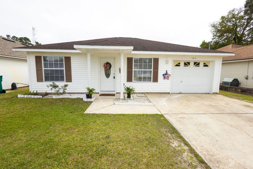 Welcome home to this well-maintained 3-bed, 2-bath home tucked away on a quiet street in FWB! Conveniently located to military bases, shopping, dining, schools, & the stunning sugar-white sand beaches of the Emerald Coast. This charming home has been recently updated & is move-in ready, just waiting for its next family to make it their own but still leaves ways to make it your own. Inside notice the fresh interior paint, brand new LVP flooring in the bedrooms, durable tile floors in the main living space giving the home a seamless open & modern flow between rooms making the smaller sq footage feel so much larger. The big-ticket items are already taken care of.  Enjoy peace of mind w/a 2016 roof, a 2021 HVAC system, & an updated water heater. New blinds have been installed throughout, completing the refreshed look from top to bottom providing not just privacy but an extra layer of energy efficiency from the FL weather. Out back, you'll find a spacious patio and backyard great for entertaining & a new 8x8 storage building ideal for tools, lawn equipment, or beach gear which are all the necessities for Florida living. This one checks all the boxes, don't miss your chance to make this your home!