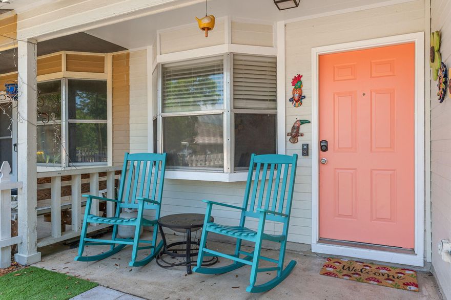 From the moment you arrive, this charming  townhome feels like home. A covered front porch with rocking chairs, a cheerful coral door, and mature oaks overhead set the tone -- this is EMERALD COAST LIVING at its most COMFORTABLE and AFFORDABLE. Step inside to an open, flowing layout with warm hardwood-look flooring throughout. The spacious living room flows seamlessly into a well-appointed kitchen that checks every box: white cabinetry, stone countertops, a subway tile backsplash, stainless steel appliances, and a breakfast bar perfect for morning coffee or casual meals. A dedicated pantry keeps everything organized. The BONUS that sets this home apart? A generously sized finished FLORIDA ROOM -- nearly 200 square feet of bright, versatile living space with direct access to the backyard. Use it as a home office, gym, playroom, or second living area. The flexibility is yours. Both bedrooms are well-proportioned and bright, each with ceiling fans and easy-care flooring. The primary suite includes its own private bath and a dedicated closet. Outside, a fully fenced backyard shaded by mature magnolia and oak trees offers a private retreat with a tiled patio, ideal for grilling, entertaining, or simply unwinding. NOHOA.  Just your home, your way. The big-ticket items are already done and worry-free: Roof (2019) | HVAC (2020) | Water Heater (2022).  LOCATION is is the final piece that makes this one a standout:  nestled in the heart of Fort Walton Beach,  just minutes from HURLBURT FIELD and EGLIN AFB.  Beyond the base gates, the EMERALD COAST delivers. World-class sugar-white beaches and emerald waters are a short drive away. DOWNTOWN Fort Walton Beach offers locally loved dining, waterfront parks, festivals, and a tight-knit community feel that keeps people here long after their service commitment ends. Destin's Harbor and the shops of Silver Sands are just down the road. The 30A corridor, Pensacola, and Panama City Beach are all within easy weekend reach.