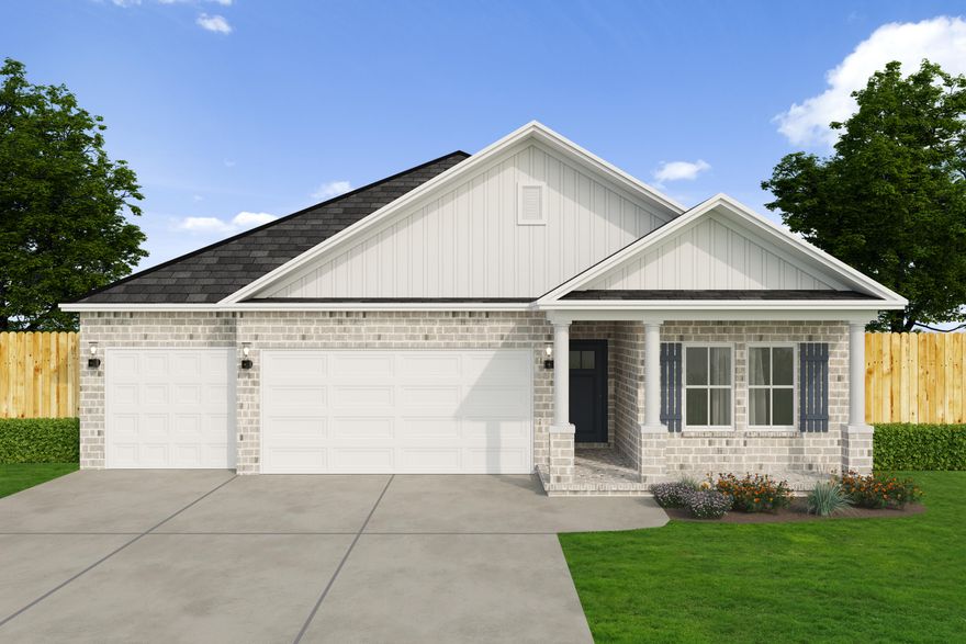 HERE IT IS!  Our brand new 4BR PLAN that features a 3 CAR GARAGE!  Embedded with all the SIGNATURE QUALITY OF CRESTVIEW'S most trusted local builder, and offered at this affordable price point that combines an equal or better closing costs (UP TO $15,000-call for details) & extras incentive package than others.  The only question becomes 'who couldn't utilize additional garage space' just like 'who couldn't use a 4th BR whether its absolutely necessary or not'?  Answer is nobody, becomes answer EVERYONE can!  The Walker will be ready in EARLY JULY. NO HOA in Southern Charm S/D, landscaped 1/4 acre lots, all brick construction w/finished garage.  Entertaining covered back porch, 3 full baths, vinyl plank flooring in common areas, quartz countertops, recessed lighting, quartz countertops, open family/kitchen/dining.  Interior photos of similar completed home interior/exterior colors and finishes will vary.