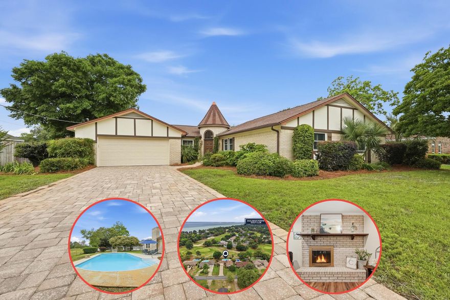 Welcome to a home with a POOL AND on the GOLF COURSE that truly stands out from the curb. This charming exterior showcases a beautifully maintained brick facade accented with timeless Tudor-style trim. A standout architectural feature is the unique turret-style entry, complete with a steeply pitched roof and arched doorway-giving the home a subtle, storybook castle-like presence that sets it apart from the rest. Boasting four bedrooms AND a bonus room this home offers so much space! A long list of upgrades to include copper wiring, new floors, stainless appliances and SO much more! 2025 Lawn pump, 2017 HWH, 2019 A/C, 2025 UV light addition to AC, 2017 impact glass windows and garage door, 2021 pool sand filter, 2023 variable speed pool pump, 2026 new carpet in bonus room,  2025 Lawn pump, 2017 HWH, 2019 A/C, 2025 UV light addition to AC, 2017 impact glass windows and garage door, 2021 pool sand filter, 2023 variable speed pool pump, 2026 new carpet in bonus room, bamboo flooring in bedrooms, 2024 LVP floors in main areas, 2024 gutters, 2025 dishwasher, fridge and microwave, 2025 washer and dryer. Don't miss out! Schedule your showing today!