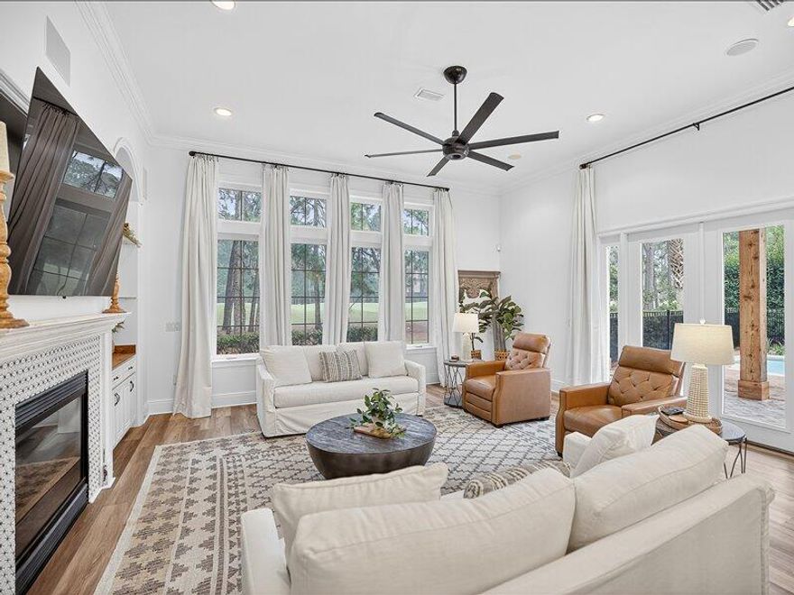 RARE Burnt Pine long-term rental in Sandestin's  double-gated community. This stunning golf-course residence offers an easy transition to the resort lifestyle with club nights at Burnt Pine, championship golf, game days at the marina, and a quick golf-cart ride to the Gulf's white-sandy beaches. Thoughtfully designed with sophisticated flow from the gourmet kitchen to living/dining and the private master suite, all opening to the outdoor private heated pool.  The home offers the convenience of two bedrooms downstairs and two upstairs.  The oversized garage and driveway provides plenty of room for parking and storage as well as rear entry for golf cart parking.   With freshly painted exterior and multiple outdoor updates, this home is move in ready for your next dream home in Sandestin.