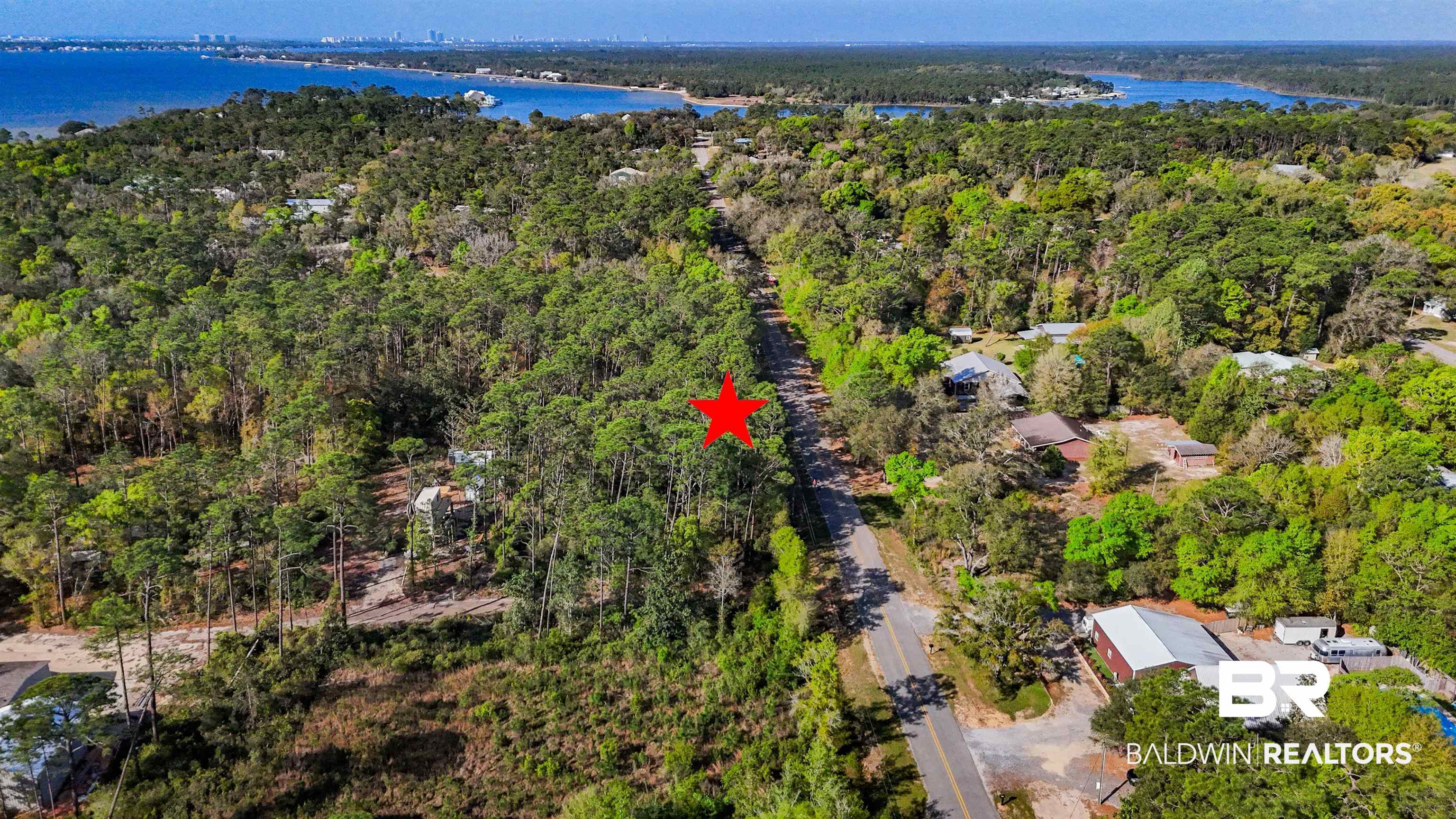 Drone / aerial view of a nearby body of water