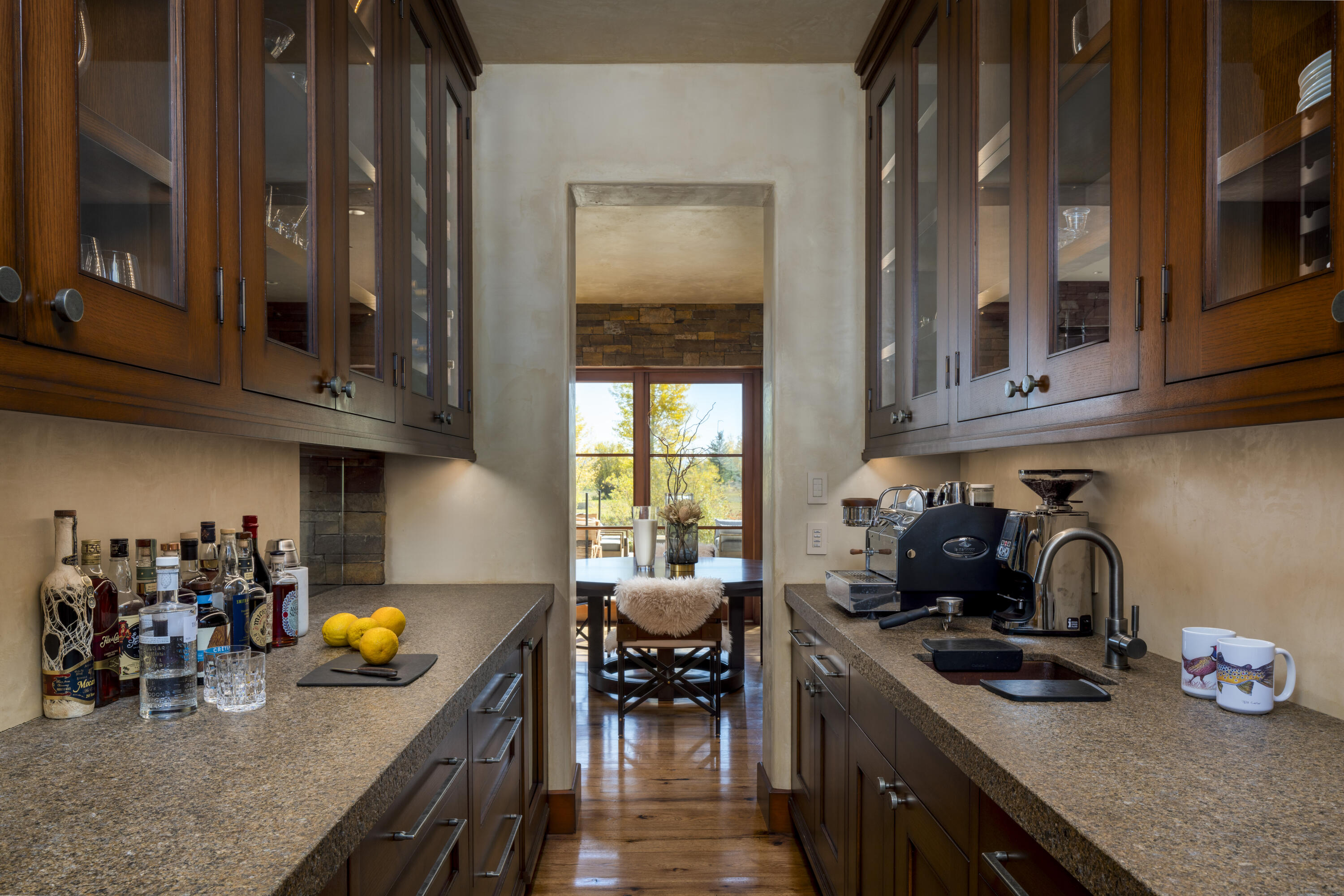 coffee bar tucked behind kitchen