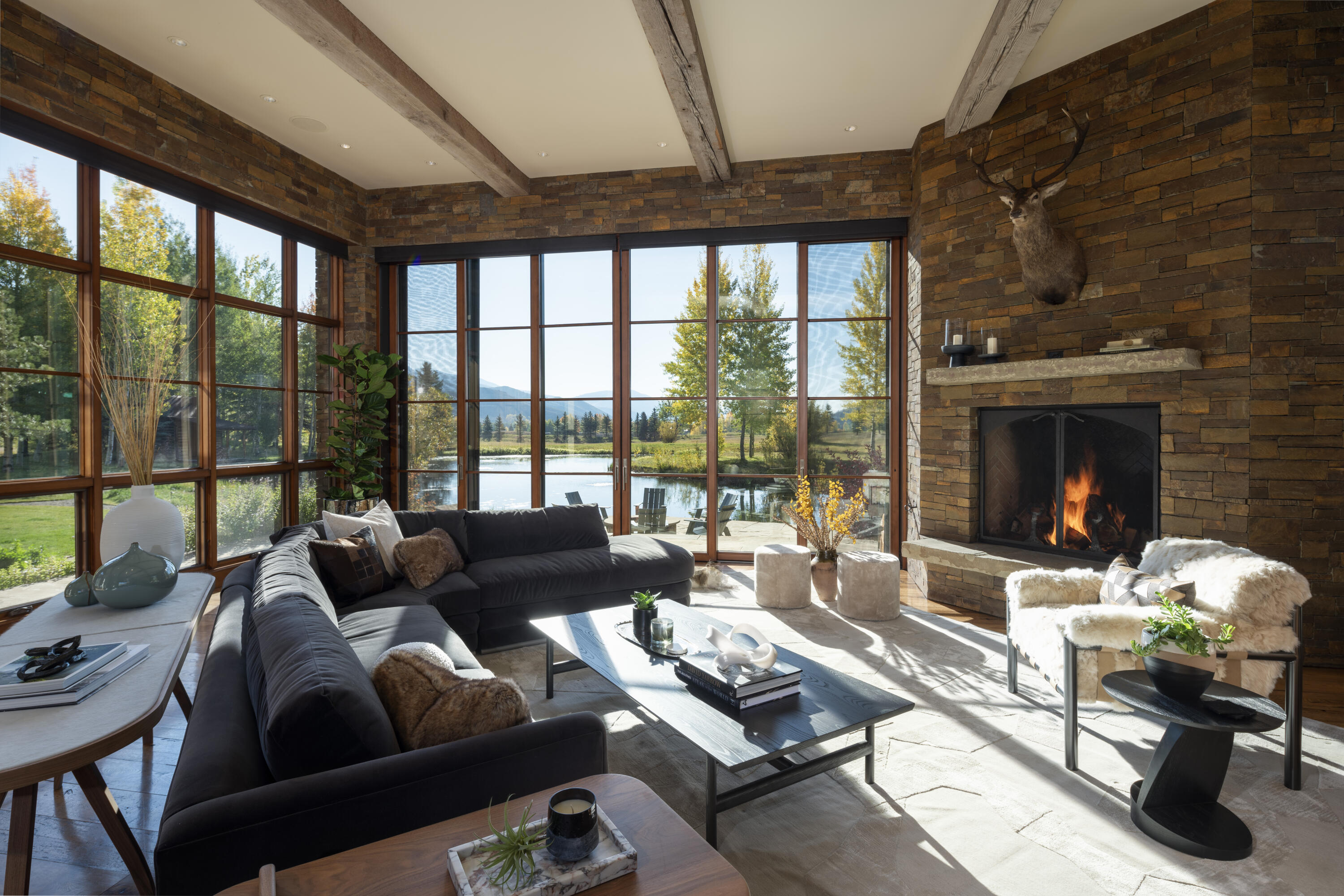 Living room with large windows