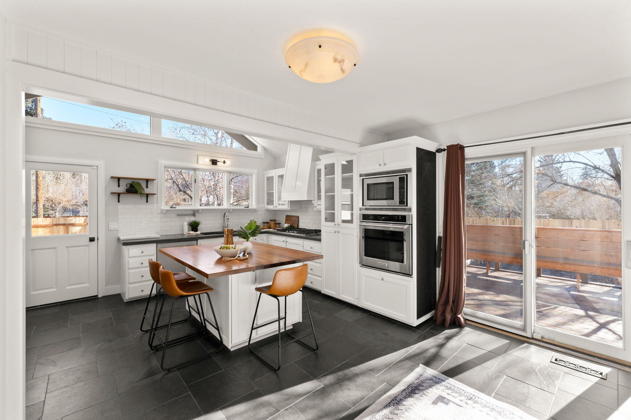 Kitchen with access to deck