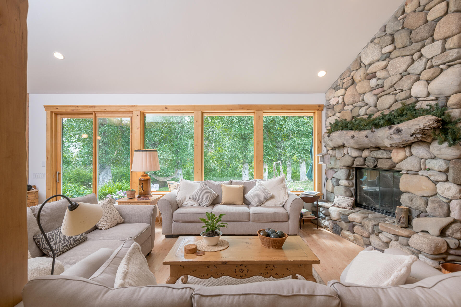 River rock Fireplace