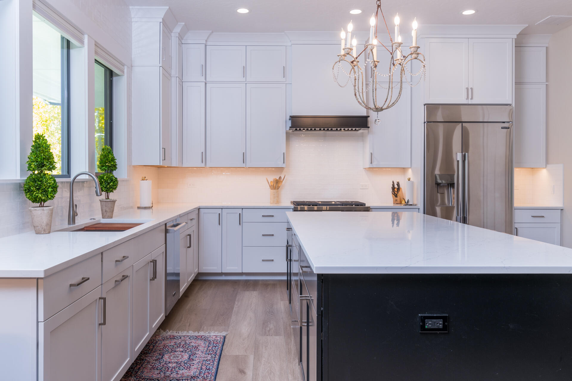 Custom hood, cabinets and hardware