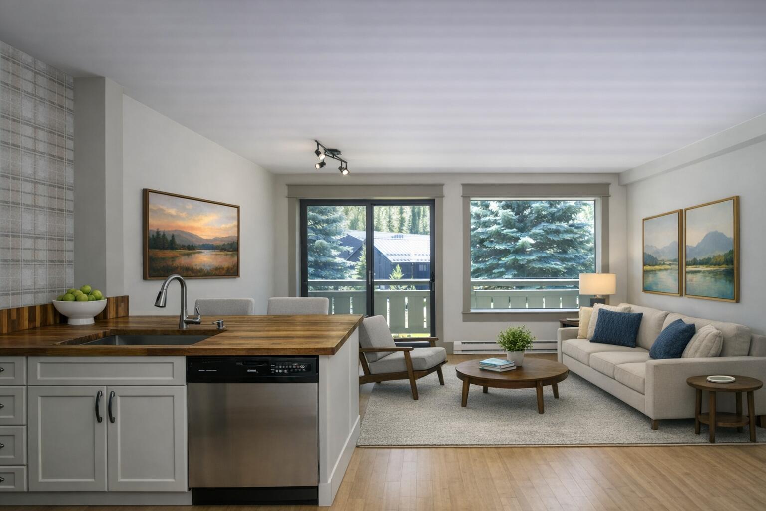 Virtual furnished living area