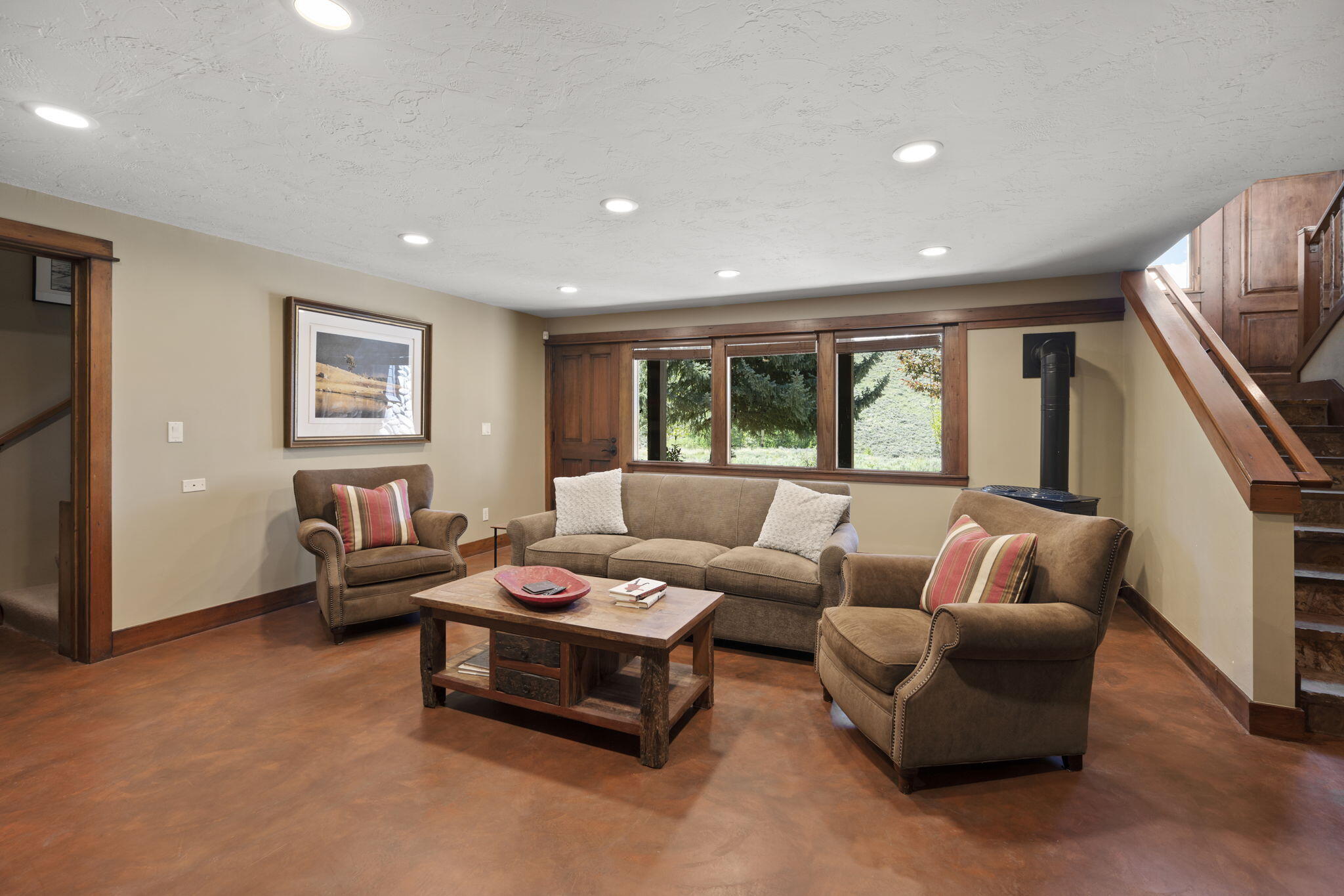 Downstairs living with outdoor access