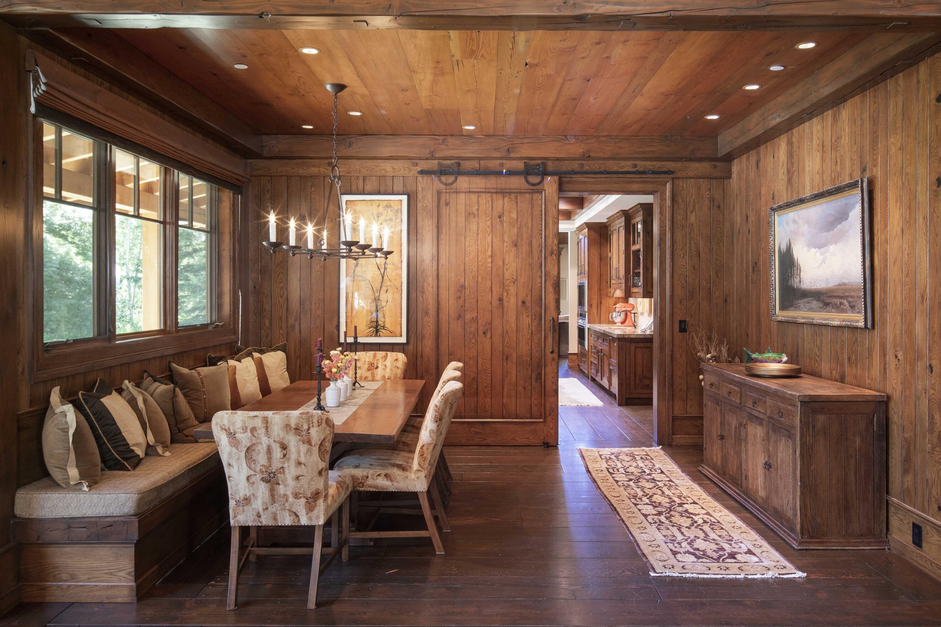 Dining with Barn Door to Kitchen