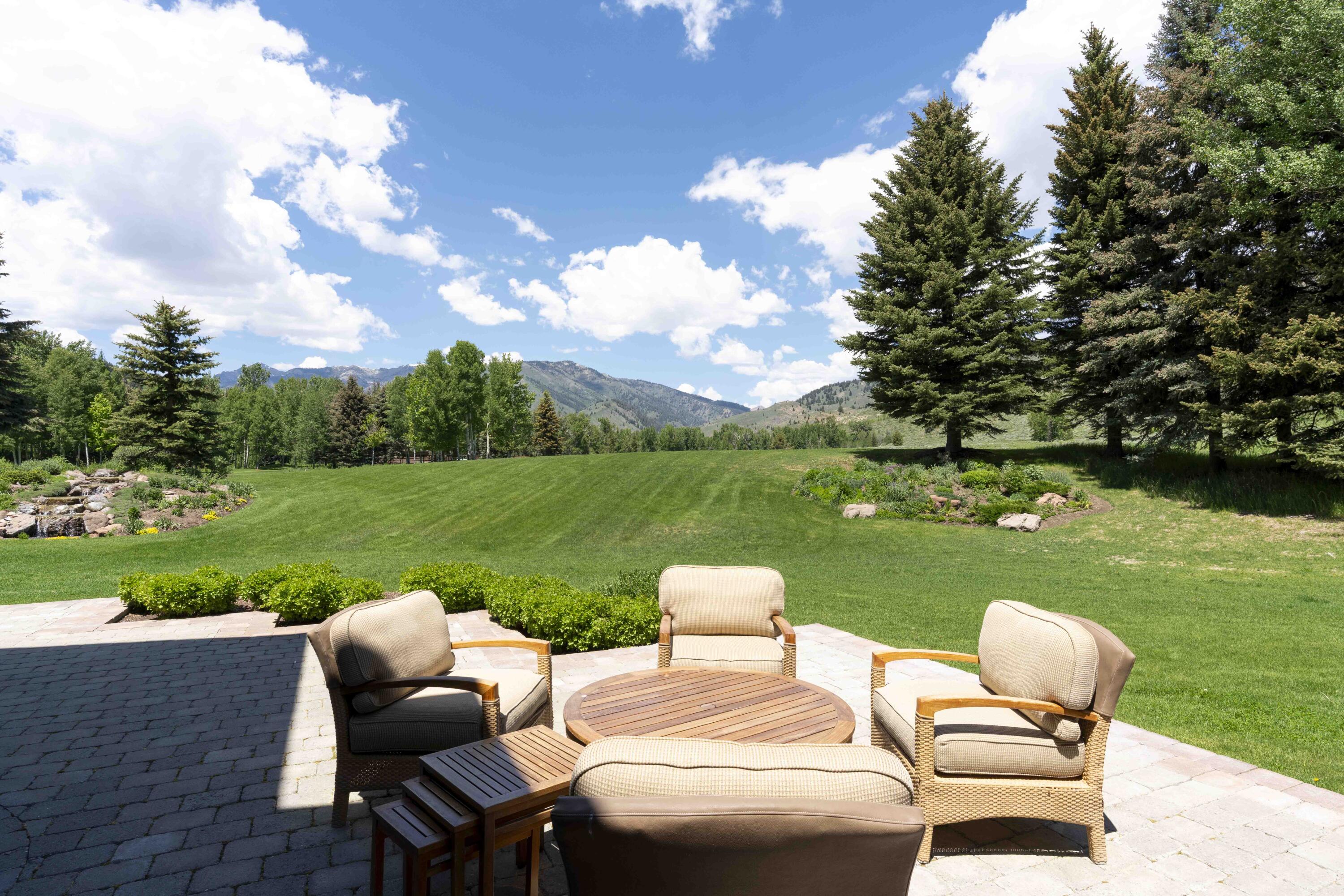 Patio chairs and yard