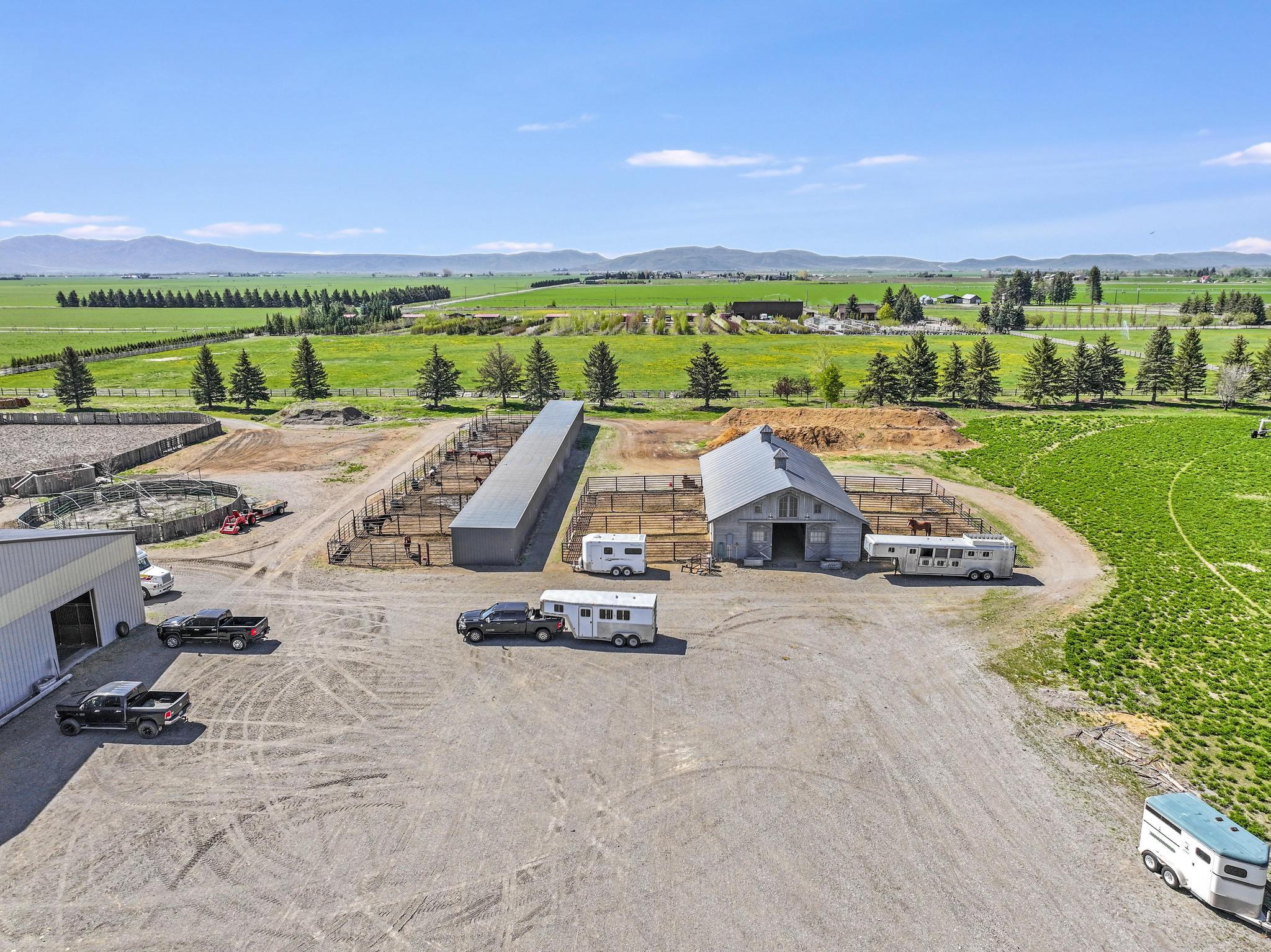 Wood Barn and Shed Runs Aerial