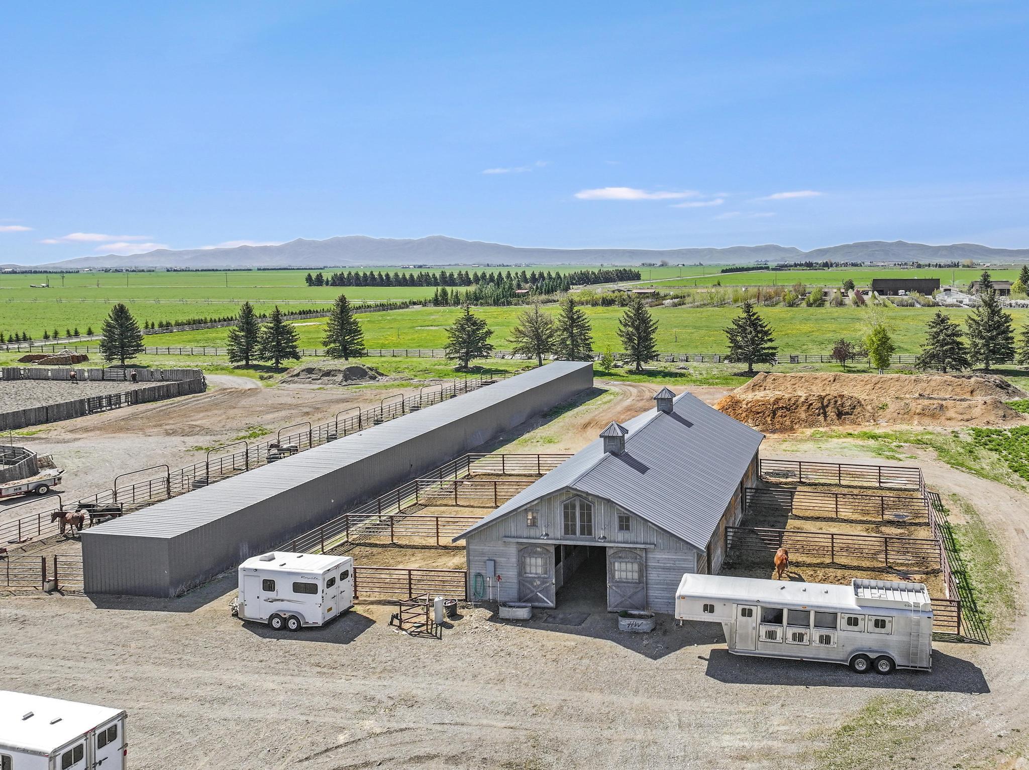 Wood Barn and Shed Runs Aerial