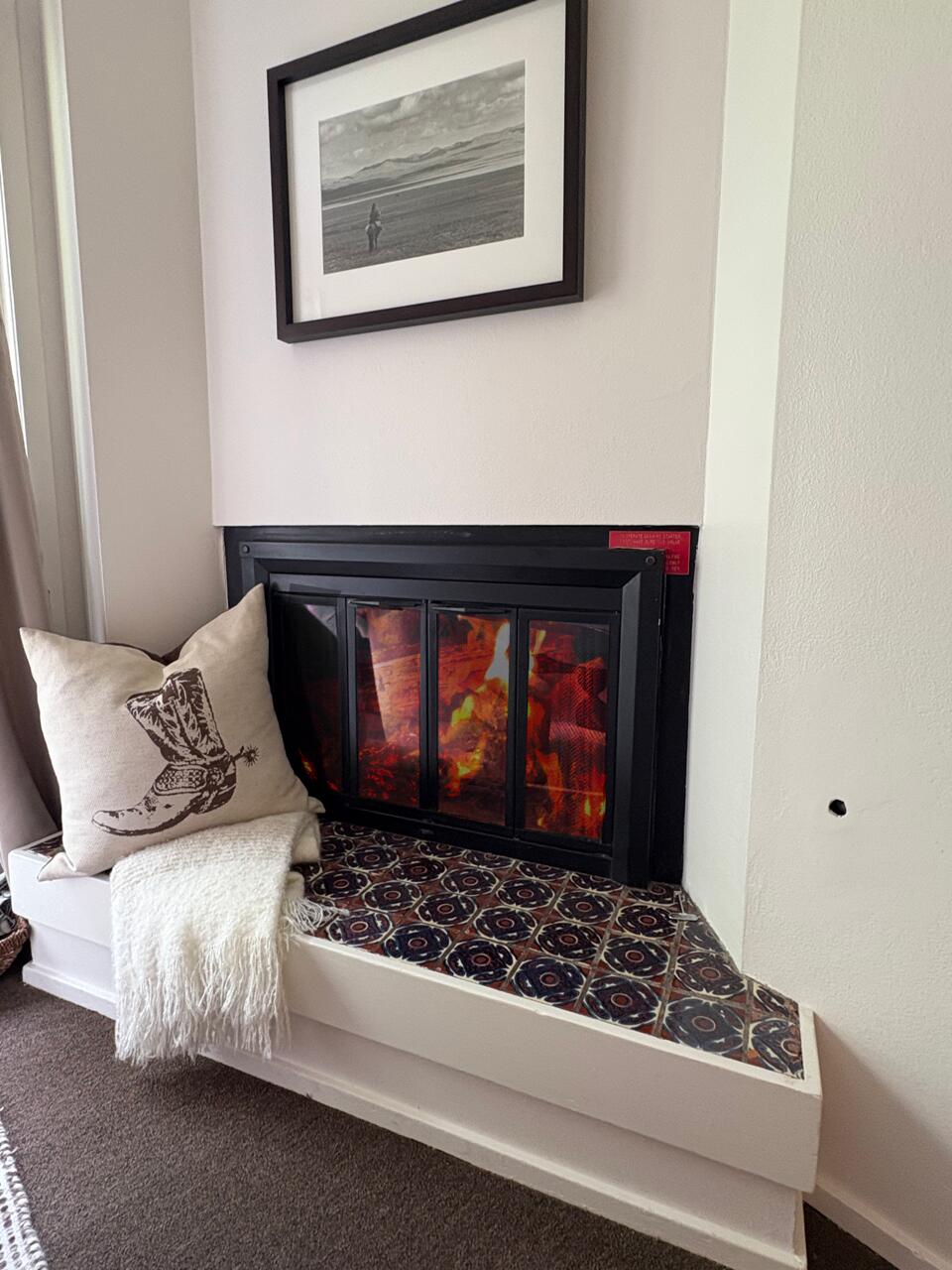 Cozy gas fireplace