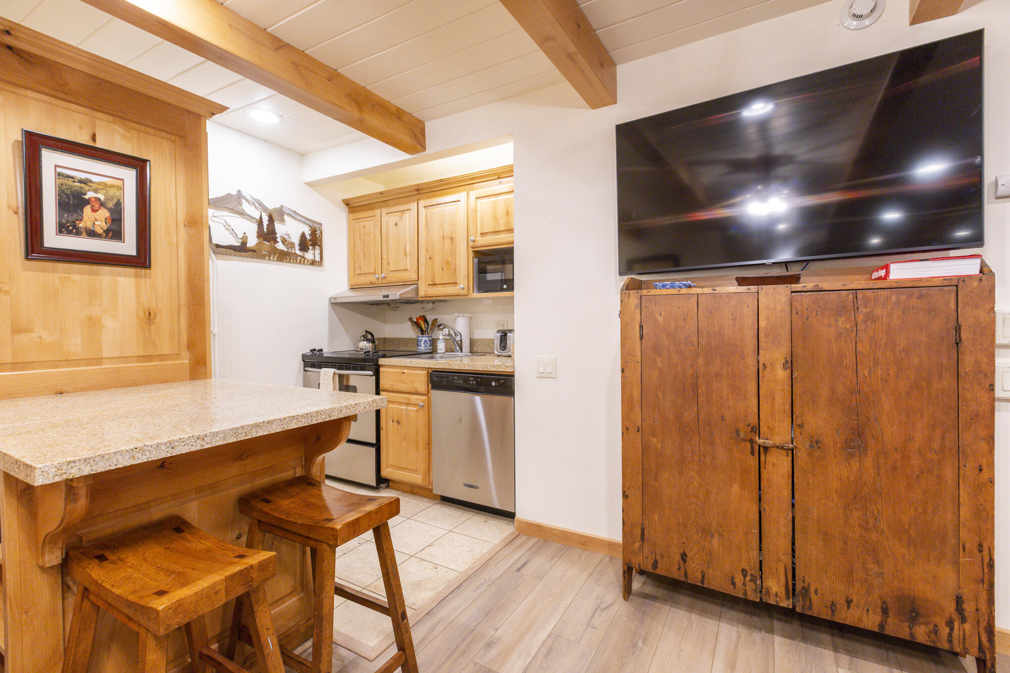 Storage under TV, Kitchen & Barstools