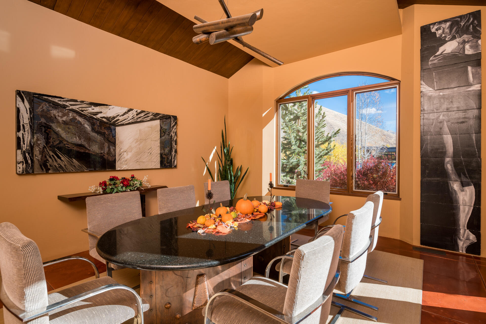 Dining room with art walls