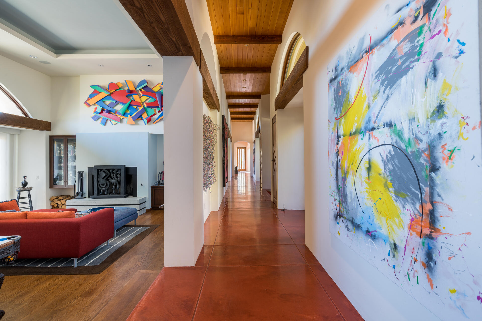 Game room along hallway and art