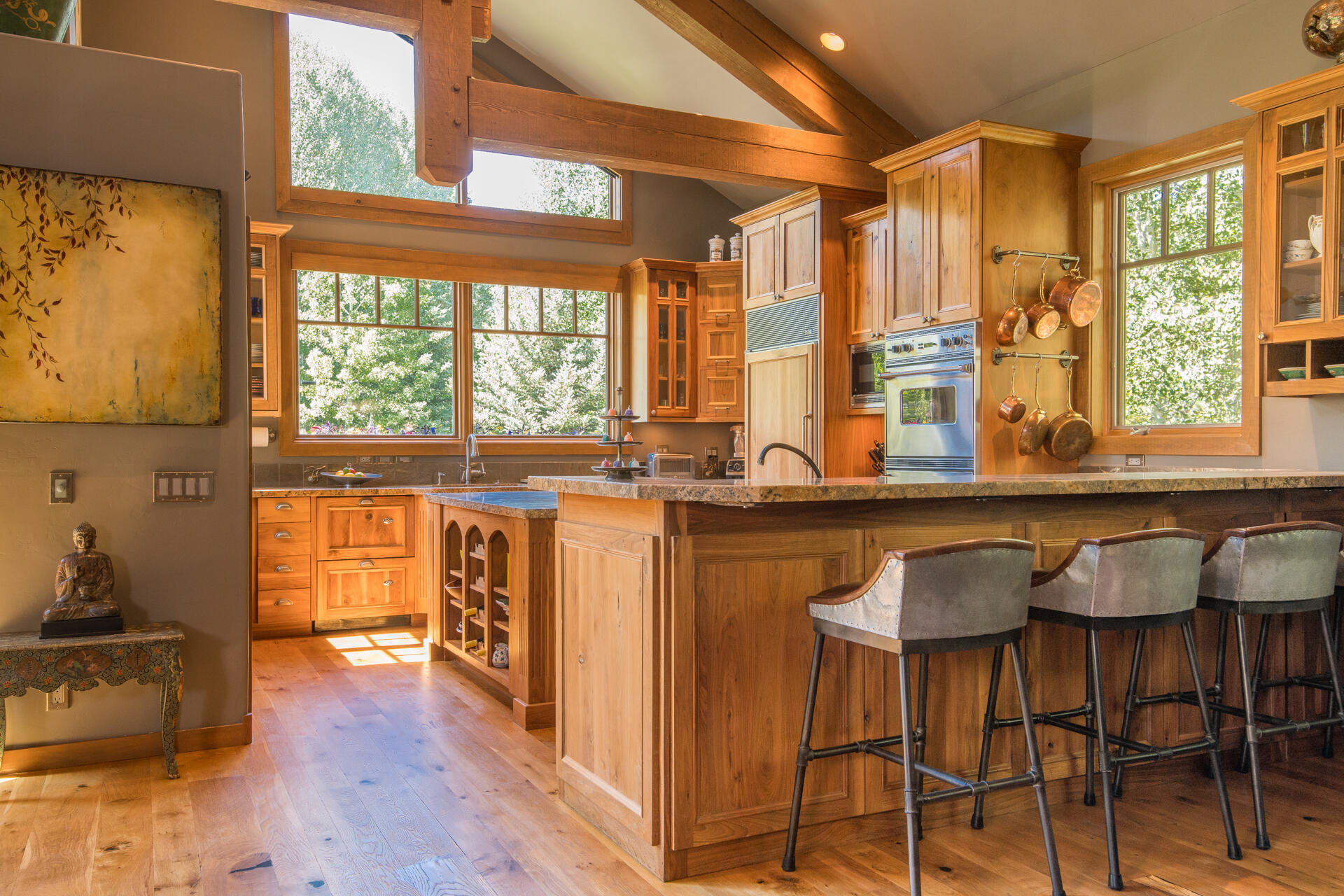 Walnut cabinets and large pantry