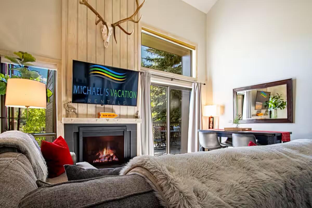 Cozy living area with fireplace