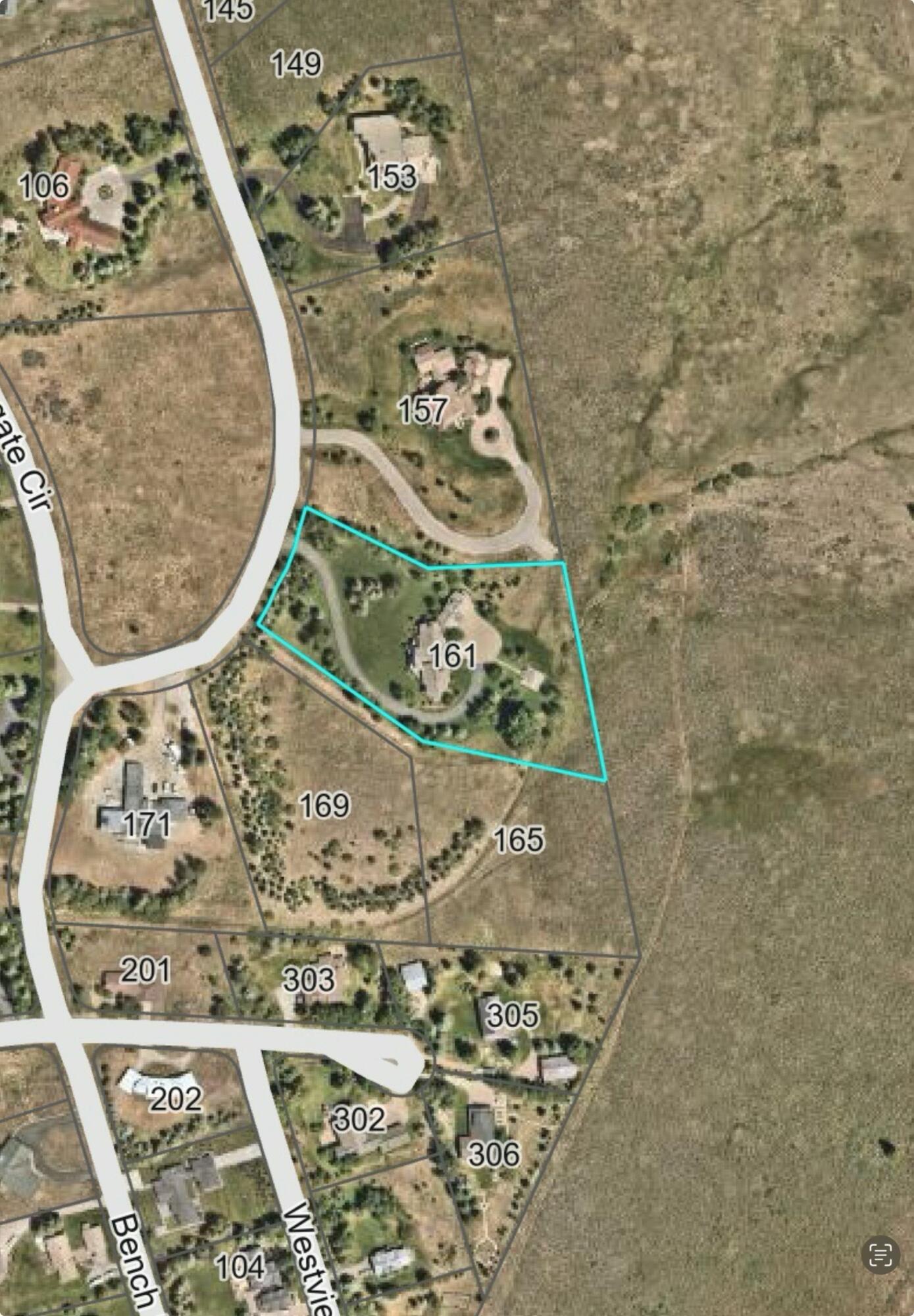 Aerial with lot delineated