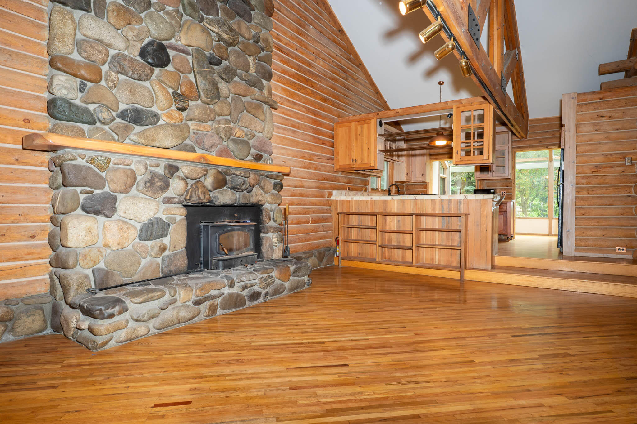 River Rock Fireplace