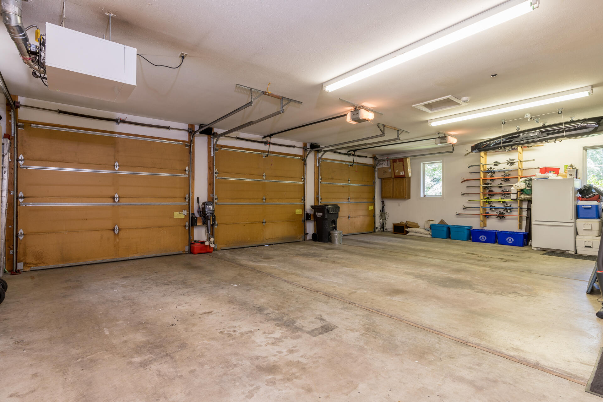 3 bay doors into garage
