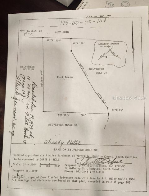 Vacant Land For Sale - 278 Sylvester Road<br/> Hampton County, Varnville, SC 29944