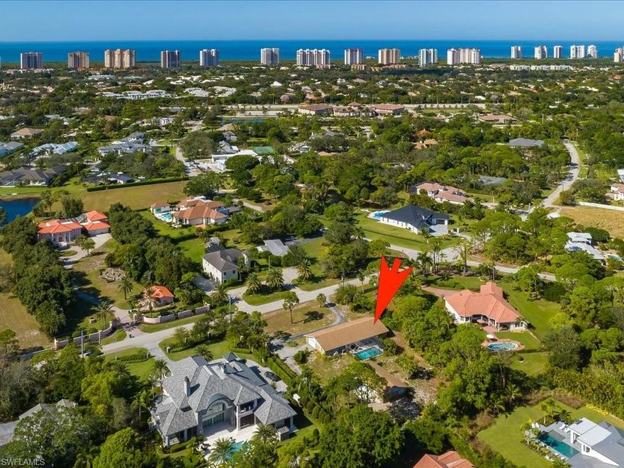 Now offering a tremendous opportunity in Pine Ridge to enjoy a charming Old Florida-style home with matching guest house. This coastal home offers a bright and open floor plan giving ample natural light and features four bedrooms and three baths in the main house, with an additional two bedrooms and two baths in the guesthouse, situated on a generous 1.08 acres of prime real estate in Pine Ridge. The approximate living area of the main house (2512 sqft) and approximate living area of the guest house (1022 sqft) are included within the approximate living area (3534 sqft) and approximate total area (4952 sqft) stated above. Enjoy the privacy of a fantastic estate lot while enjoying quick access to the amenities of central Naples. Pine Ridge is ideally located just minutes from the Waterside and the Mercato Shops and just a short drive to 5th Ave. South's and 3rd St. South's fine dining, world-class shopping, entertainment and white sand beaches.