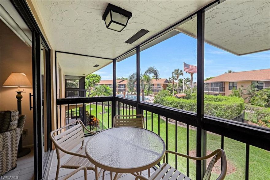 Enjoy tropical views of the beautifully landscaped grounds and sparkling pool right outside your balcony.  Sensational location just down the street from our world famous Residents Beach and the Gulf of Mexico. This furnished 2 bedroom / 2 bath getaway has a vaulted ceiling in the living room, new appliances, and stackable washer and dryer in the kitchen. This is the perfect island retreat ready to move right in and enjoy!