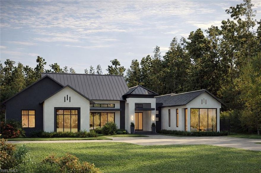 Welcome to 4854 Boxwood Way, a captivating new construction home in Logan Woods. This build unveils a coastal contemporary masterpiece that seamlessly combines luxury and comfort. This 4-bedroom residence, featuring an additional den or office space, boasts 5 and a half baths and an expansive 5,681 square feet of living space. Upon entering, you are greeted by a private master bedroom suite off the front foyer, providing a tranquil retreat for homeowners. The residence caters to various lifestyle needs, with its additional bedrooms, living spaces, and 4-car garage. The heart of the home lies in the large great room, which effortlessly connects to the open kitchen. This seamless layout opens up to a breathtaking view of the resort-style pool, complete with a firepit area and a full outdoor living entertainment space. Picture yourself lounging by the poolside or enjoying the outdoor cabana and kitchen area, surrounded by lush landscaping, creating a serene oasis right in your backyard. Designed to evoke a tropical vacation ambiance, this residence at 4854 Boxwood Way is the epitome of luxury and private living in Naples.