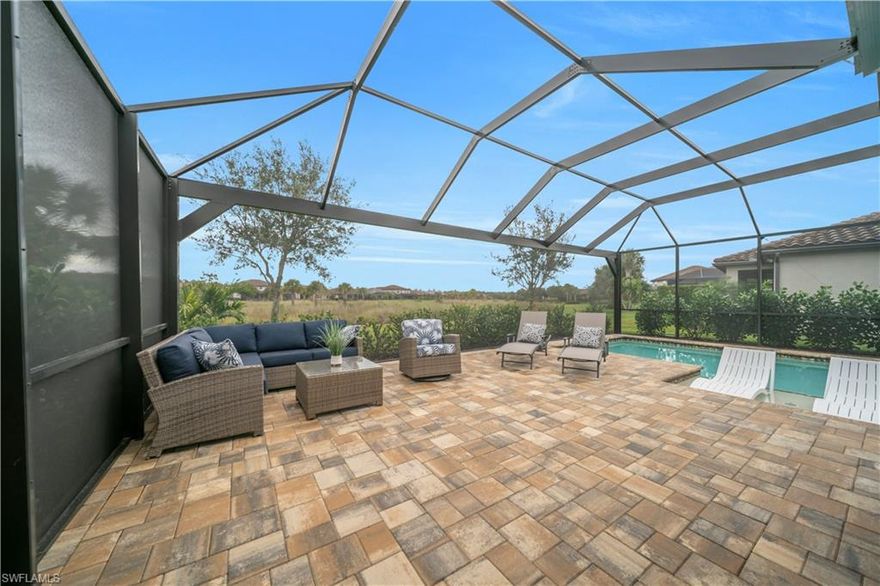 Ever wonder what it feels like to step into a home that is already perfected--where every
upgrade is done, the SALTWATER POOL is sparkling new, and the community feels like
a permanent resort getaway? This stunning Marina model in the sought after The Place
at Corkscrew in Estero delivers exactly that: a 3-bedroom 2-full bath beauty offered
FULLY FURNISHED with relaxed coastal style breezy blues, and high-
end pieces ready for you to move right in and start enjoying life! The open concept
layout flows effortlessly with a bright great room ideal for gatherings, a gourmet kitchen
featuring stainless appliances, granite countertops, a large island and pantry, custom
lighting, plus a comfortable dining area. The master suite is your private escape with a
spacious walk-in closet and luxurious bath showcasing a big walk-in shower. Two guest
bedrooms provide flexibility for family or a home office—both with walk-in closets. Step
outside to pure paradise a brand-new CUSTOM SALT WATER POOL with a relaxing sun shelf,
surrounded by an HUGE extended “no see-um” screened LANAI overlooking the serene
preserve--perfect for morning coffee or evening barbecues. The climate-controlled
garage keeps your cars cool year-round and offers extra comfort for hobbies or storage.
When you live in The Place, every day feels like a vacation and activities are offered all
year round. The community has a dedicated paid activities director who organizes
everything from holiday parties and fitness classes to social mixers and themed
gatherings. Dive into the massive lagoon-style pool with its thrilling 100 ft. waterslide
and splash zone. The pool area also has a beach volleyball court and a fire pit. Grab a
bite at the on-site restaurant, bourbon bar, or marketplace café. Stay fit in the two-story
state-of-the-art fitness center with movement studio and childcare. Perfect your game
on the tennis, pickleball, bocce, or basketball courts. Your pup will enjoy its very own
dog park! Conveniently located off Corkscrew Road with easy access to shopping,
dining, beaches, and top schools. This home combines thoughtful upgrades you will not
find in base models. Built by Pulte Homes, one of the nation’s most trusted builders, this
home is truly better than new. Ready to make it yours? Let’s schedule a tour!