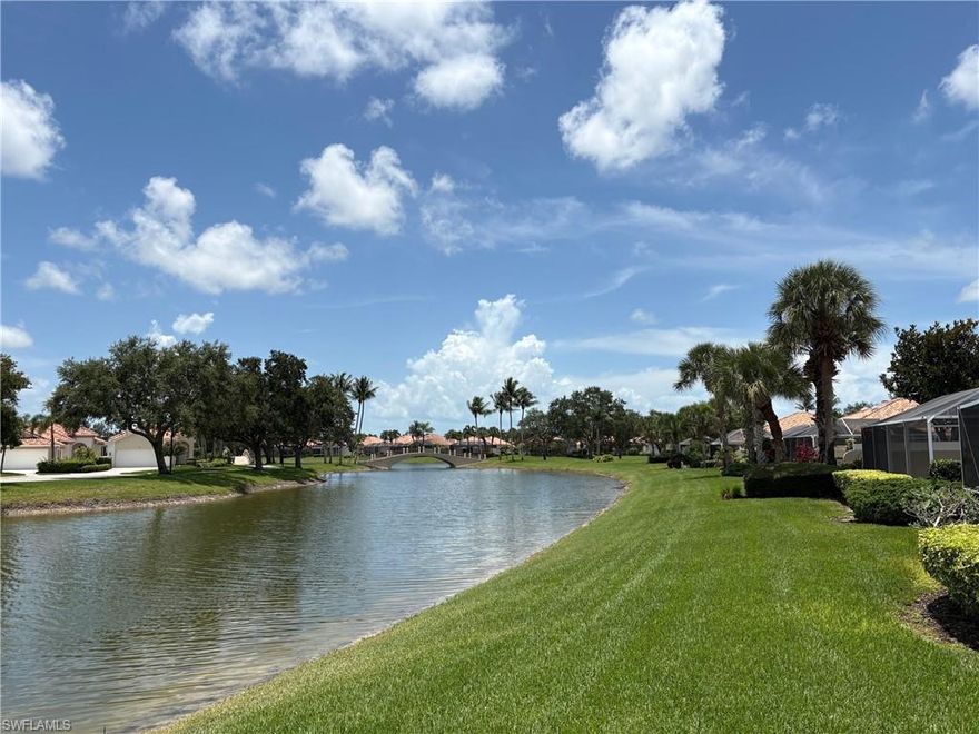 Price Just Reduced! Welcome to this impeccably maintained 2-bedroom, 2-bath attached villa with an open den, nestled in the highly desirable community of Village Walk in North Naples. This pristine Capri floor plan offers a light, airy feel with a freshly painted interior—including walls, ceilings, doors, closets, garage, and garage floor. The stylish kitchen is appointed with granite countertops and stainless steel appliances, creating the perfect space for cooking and entertaining. Step out to your private lanai, now featuring a freshly restored cage with brand-new screening—ideal for relaxing and taking in serene lake views. Inside, new carpet and padding in the living room and bedroom closets provide added comfort, while the tile flooring has been professionally steamed and restored to a like-new shine. Even the garage is air-conditioned, offering extra versatility and convenience. Village Walk is a vibrant, amenity-rich community located just off Vanderbilt Beach Road near Livingston. Residents enjoy access to resort-style pools, a fitness center, on-site restaurant, post office, beauty salon, and more—all within a gated, beautifully landscaped setting. Don’t miss your chance to own this lovingly cared-for villa in one of Naples’ most sought-after neighborhoods.

(Home has been virtually staged; some photos are for illustrative purposes only.)