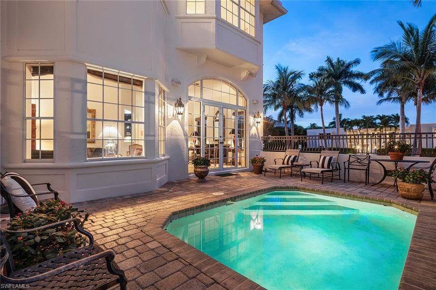 Undeniably one of the best locations in all of Old Naples with a 5th Avenue address and less than 2 blocks to the beach. Fantastic floor plan, with an abundance of windows redefining the term, "light, bright and airy." Brilliantly suitable and conducive to sophisticated entertaining, as well as to a low-key family lifestyle while capturing the essence of a New York residence in the heart of Naples. Perfectly situated living room overlooking the pool terrace, eat-in kitchen, private laundry room, entertainment/study on the second level. All three bedrooms on the third level include a distinguished and private master suite with expansive windows where the sunlight streams with a vibrant glow.