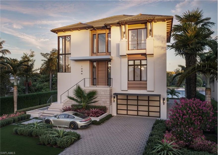 EXPECTED COMPLETION JANUARY 2026! Picture yourself in a breathtaking, brand-new 4-bedroom, 4.5-bath waterfront masterpiece in the tranquil Gulf Harbor enclave of North Naples, just west of U.S. 41. This soon-to-be-completed residence features its first living area elevated to 16 feet, providing unmatched peace of mind against storm surges. Nestled in a serene community of approximately 150 single-family homes, many with private docks and swift 10- to 15-minute boat access to Wiggins Pass, Gulf Harbor is a rare haven for those who live for the water.  Close to everything but private for waterfront living.

Step inside to a stunning blend of light and space, where soaring ceilings, expansive walls of glass, and an open-concept layout forge a seamless connection to the serene outdoors. The heart of this 3,871 sqft  home boasts premium finishes and a chef’s kitchen crafted for culinary excellence, while the tranquil primary suite serves as your private retreat.

Outside, enjoy a spacious outdoor dining area and an expansive pool deck, perfect for entertaining or relaxing by the water. A 10,000 lb boat lift ensures effortless Gulf adventures, making every day a waterfront escape. Perfect for a boat up to 26/28 feet.

With an additional 2,365 sqft of outdoor and garage space, this 6,236 total square foot  residence is built with uncompromising quality, delivering lasting comfort, security, and ease of living. Seize the opportunity to own this luxurious waterfront sanctuary in Gulf Harbor!