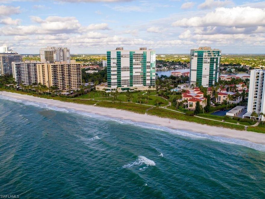 Beautiful BEACHFRONT home at exclusive LE CIEL PARK TOWER with awesome SUNSETS! Sprawling in size, this residence is designed with YOU in mind: the family room, dining room, kitchen, & master bedroom provide VIEWS of the azure GULF WATERS & velvet-sand BEACH. This 3BR/3BA condo is brimming with a quiet opulence, from the earth-toned walls & decor to the tray ceilings. Your gourmet kitchen is outfitted with all stainless-steel appliances & custom-built cabinetry. Entertaining is easy & fun with 2 eat-in bars along with an adjacent wet bar & wine cooler. Pour drinks and then guide your guests to join you on the huge 450 sq ft lanai that runs the length of the condo and offers unobstructed Gulf views.  At day's end, sleep tight in your oversized Master bedroom suite complete with master bath's walk-in shower, separate soaking tub, 2 sinks & vanity. There are 2 assigned under-building parking spaces. Amenities include beachfront pool/spa, tennis courts, fitness facility & recently renovated lobby & club room—all directly in front of Park Shore Beach and a very short walk to fine dining & shopping at Venetian Village. This is the Naples home you've been looking for and deserve!