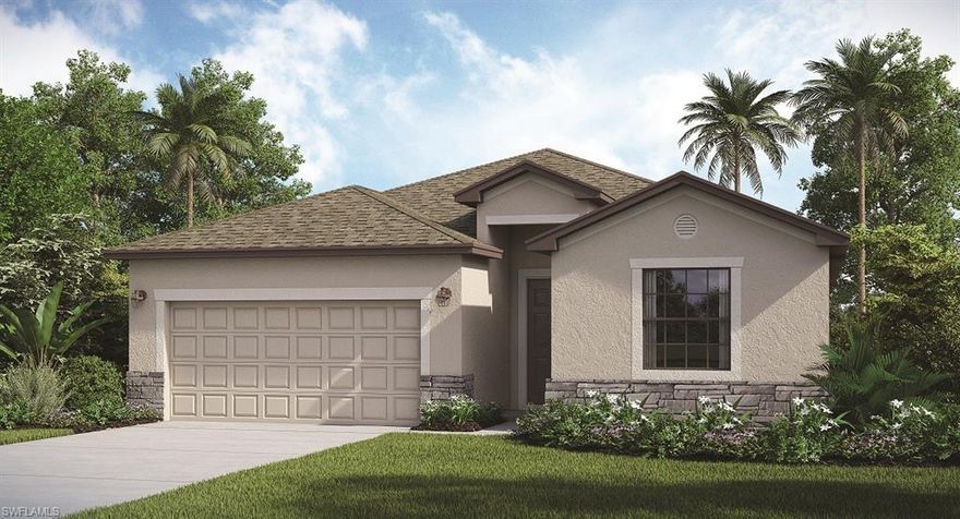 The Trevi offers 2,032 square feet of versatile living space featuring 4 bedrooms in a desirable split plan with 3 full baths. The Owner's suite offers a private retreat with two walk-in closets and bathroom with dual sinks and large spa shower. The spacious kitchen is open to both family and dining rooms, delivering the ideal for layout for socializing and entertaining. Enjoy the laid back Florida lifestyle from the covered lanai. This lot offers an easement between it and the lot to the right for a little added privacy. Photos, renderings and virtual tour are for display purposes only. Virtual showings are available. Estimated delivery date is Aug/Sept 202