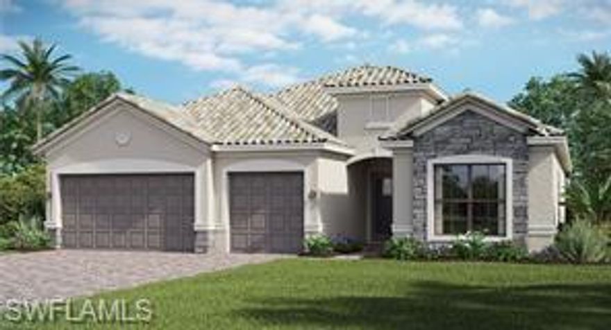 New construction - Summerville II floor plan featuring upgraded cabinets, tile and carpeting expanded throughout entire home and granite vanities in all baths. Discover the award-winning community of Gateway. This gated enclave of exceptional single-family homes includes a wide selection of home styles to fit your budget and lifestyle. Hampton Park is your gateway to the best of Fort Myers – legendary beaches and boating, Boston Red Sox Spring Training games, nearby shopping and dining at Gulf Coast Town Center and Bell Tower Shops, and continuing education at Florida Gulf Coast University. **Please note: exterior rendering, photography showing model home furniture, accessories, wall-coverings & options, and virtual tour are for display purposes only and do not depict exact colors, interior finishes or landscaping design for this specific home. Please schedule your showing for more information.