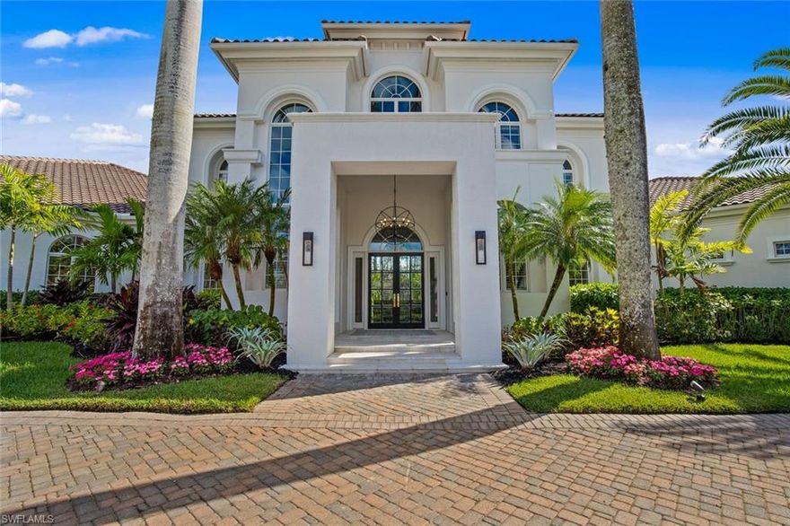 Timeless & impeccable design was used during the renovation project, this home is being sold with all new furnishings & everything to make this home move-in ready.  The stunning entry with soaring ceilings invite you into the grand living room & formal dining. The first-floor, master suite is the ultimate union of elegance & comfort with a spa-like bathroom & vast dual closets plus a kitchenette. The chef's kitchen is both beautiful & functional with a spacious breakfast room, expansive island, wet bar, butler’s pantry, & high-end appliances. A theater room, office &   4 ensuite bedrooms round out this expansive property. The 4-car garage provides space for golf cart parking along with a separate entrance for the casita, offering guests their own private oasis.  Step outside to the spacious covered lanai with outdoor kitchen, tranquil backyard and lushly landscaped grounds. The outdoor entertaining area with pool & spa provides spectacular views of the golf course & lake.  This home is equipped with Savant lighting, security system, & surround sound speakers throughout. Exceptional comfort & luxury at every turn. A fully transferable Golf Membership is also available.