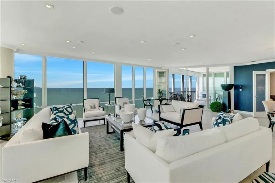 Le Ciel Park Tower represents the utmost in Luxurious Beachfront Living. It’s all about the view and 1401 residence has it all! Sparkling Sunrises, Dazzling Sunsets and Stunning Nightscapes. This Sky-High Home is a JEWEL! Encompassing total Sophistication and Style. Upon entrance you will be welcomed by stunning unobstructed long views of the turquoise waters of the Gulf of Mexico from the spacious living and dining areas. The gourmet chef’s dream kitchen has been opened up to expand the Gulf Water views. The Bay side terrace was enclosed for additional living space and is now a lovely office area with custom built-in cabinetry. The Master Bedroom directly overlooks the Gulf Waters, it is breathtakingly beautiful. The flowing, timeless creamy neutral color of the common area floors and the interior walls, magically blends into an inviting open, bright floor plan which has been meticulously maintained. Three generous sized bedrooms plus den are all protected by impact glass doors and windows. Walking distance to Venetian Villages Waterfront Shops & Dining, with the sand beach at your doorstep. This is truly a perfect location!