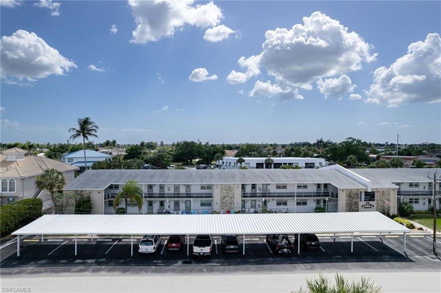 Charming waterfront living in the heart of Cape Coral’s growing downtown district. This first-floor unit offers direct sailboat access with no bridges to open water and access to a community dock—perfect for quick Gulf access.

Inside features luxury vinyl plank (LVP) flooring throughout and a kitchen updated in 2023 with stainless steel appliances. The unit was fully re-piped in 2023, and the bathroom was partially updated while preserving its mid-century Florida charm.

Enjoy a community pool and walk to downtown Cape Coral’s restaurants, shopping, nightlife, and medical facilities. The area has seen significant recent investment, including nearby developments such as Bimini Square and The Cove, with continued redevelopment underway.

Ideal for seasonal use, investment, or full-time living in a prime waterfront location.