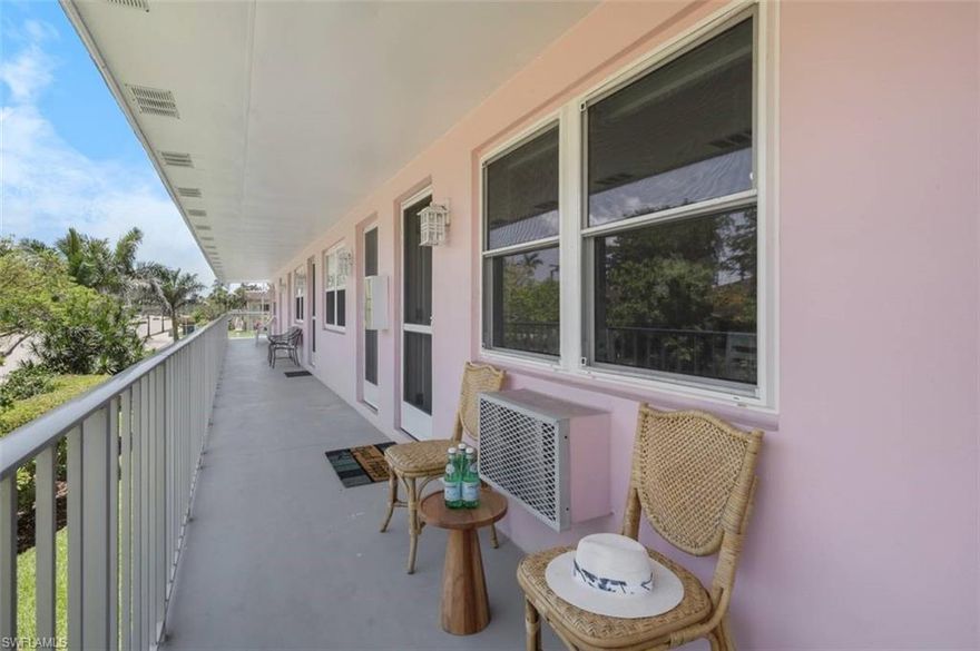 This bright and well-maintained, fully furnished second-floor 1-bedroom, 1-bath condo in the desirable Seabreeze South community in the heart of Marco Island offers comfortable and convenient year-round living just a short walk from the beach. Featuring approximately 500 square feet, the unit includes a spacious living area, a kitchen with full appliances, a dining space with pleasant garden views, and a private bedroom with ample storage. Residents enjoy access to community amenities such as a heated pool, grilling area, and shuffleboard courts, all within a beautifully maintained setting. Ideally located near local dining, shopping, and beach access, this condo is offered as an annual rental with a one-year minimum lease. Internet and cable are included, while tenants are responsible for electric and water/sewer, providing a convenient and well-balanced long-term living arrangement in a centrally located community.