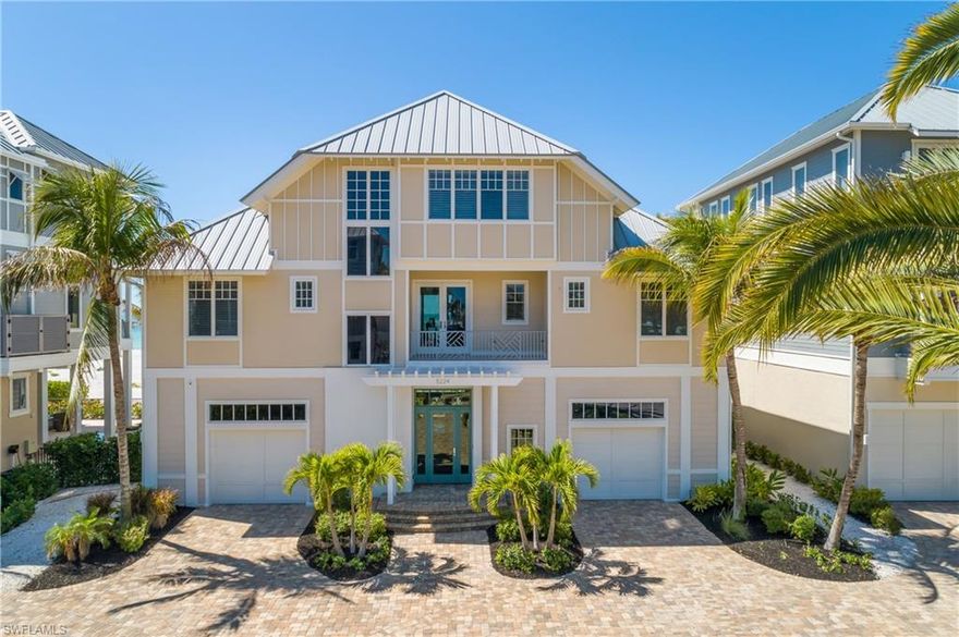 Beautiful Potter built home directly on Ft. Myers Beach sold furnished with interior design provided by Freestyle Interiors. The 4 bedroom, 4.5 bath home’s master bedroom encompasses the entire 3rd floor of the home with his and her office space, and a wide view of the Gulf and beach. An elevator provides access to the second and and 3rd floor of the home. The home has impact windows and doors throughout as well as electric screens and shutters on the second floor balcony which provides additional protection for the lanai furniture. The expansive great room with unobstructed views of the Gulf provides an incredible view of the Gulf waters and sunset. The adjacent kitchen is equipped with Thermador appliances, a large island for more casual meals, as well as easy access to the more formal dining area. Additional features include a salt water pool and spa, and a multi-car epoxy floor finished garage. The home is located in Turtle Walk on Ft. Myers Beach which is a private, and quiet 7 home development which was designed for luxury coastal living. The location has easy access to Publix, restaurants, shopping, and marinas.