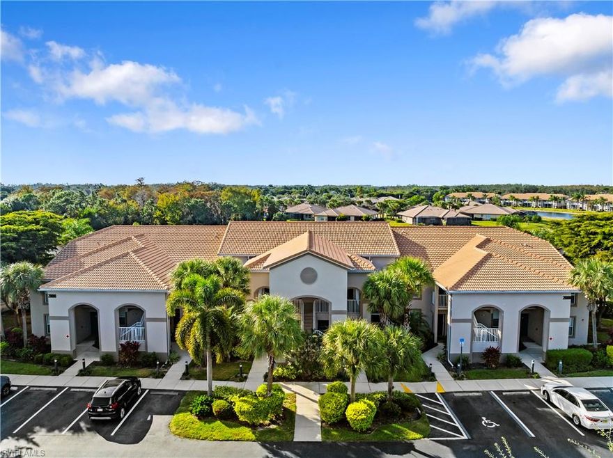 Beautifully updated first floor, end unit condo with peaceful lake views in the Barletta neighborhood of Bella Terra. This move in ready 2 bedroom plus den, 2 bath home features fresh interior paint, new granite counters, a new dishwasher, an open and bright floor plan, and a private screened lanai overlooking the water. The split bedroom layout provides comfort and functionality with all tile and laminate flooring. This spacious condo includes a carport with extra storage room. Barletta offers a community pool and access to Bella Terra’s resort style amenities including a clubhouse, fitness center, pickleball, tennis, bocce, and more. This home offers value in one of Estero’s gated communities with nearby access to I-75, FGCU, Miromar Outlets, Coconut Point, and RSW Airport. Come Enjoy the relaxing SW Florida Lifestyle Today!