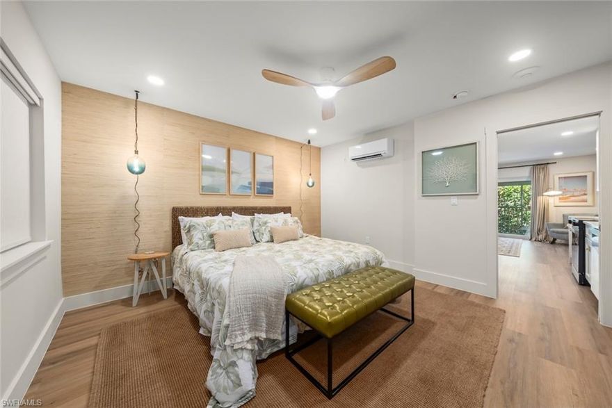 Discover your island retreat at The Colony Inn of Sanibel. This beautifully remodeled and impeccably decorated condo is a truly exceptional offering—unlike any other in the community—blending luxury, comfort, and convenience in a serene coastal setting. The interior has been thoughtfully redesigned with a contemporary coastal aesthetic, featuring recessed lighting, shiplap walls, custom kitchen cabinetry, a striking tile backsplash, a built-in refrigerator, and impact-resistant windows and doors for both comfort and peace of mind. The spacious bedroom features a plush king bed, accented by a grass cloth wall, and ample storage, while the large living area provides an inviting space to unwind. Step out onto the generous screened patio—perfect for relaxing after a sun-soaked day at the beach. The Colony Inn is a charming, pet-friendly sanctuary with beautifully maintained tropical grounds and a sparkling pool nearing completion. Owners may enjoy the company of one pet under 35 pounds, allowing your furry companion to share in the island lifestyle. Ideally located just moments from Sanibel’s world-renowned beaches, shelling, boating, fishing, dining, and shopping, this condo offers the best of island living. Additionally, this rental-friendly complex allows nightly rentals, providing excellent income potential when you’re not enjoying the condo yourself. Your slice of paradise awaits at The Colony Inn of Sanibel—embrace the coastal lifestyle and create memories to last a lifetime.