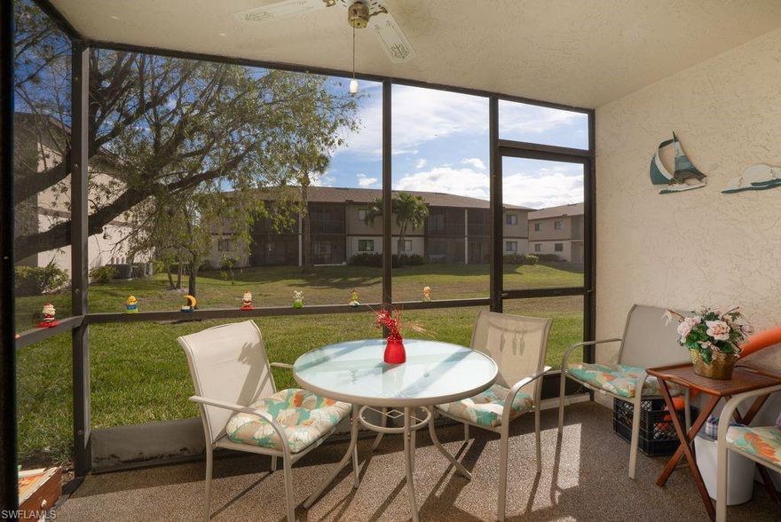 Rare find first floor corner end fully handicapped accessible unit located right next to community heated pool! Located within this 55+ community with easy entry to Tamiami Trail from Tampa to Miami, close to shopping, restaurants, and parks. Unit comes fully furnished with everything you may need ready to go. Owners have well maintained this beautiful condo for over a decade, and special assessments have already been paid for by the seller to give peace of mind!