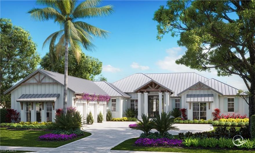 Lakefront. Gracious. Spa-like. Filled with light, soaring ceilings, gorgeous millwork, and organic finishes, this thoughtfully crafted Stofft Cooney/Knauf Koenig/Calusa Bay preconstruction masterpiece delivers on every level. Custom floor to ceiling cabinetry and a huge island with adjoining gathering table create a chefs kitchen with lounging area, wet bar with wine storage, and morning bar. The great room with spectacular 24’ bleached walnut feature wall, and adjacent triple French doors overlook the 50 foot lap pool and gorgeous lake beyond. A stunning master wing, 3 generous guest suites, and a tastefully accented club room complete the Interior. The backyard oasis with lakefront 50’ swimming pool, spa complements generous outdoor living with TV, fireplace, and outdoor kitchen. Three garages and over 8000 ft.² of total living space complete this Crestron smart home. Simply no detail overlooked in this gracious, coastal lakefront retreat. Fantastic Pelican Bay private beach amenities.