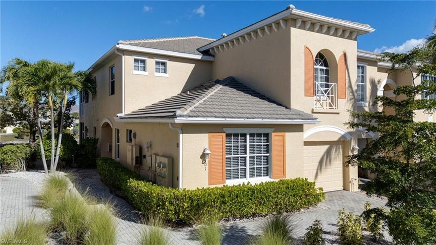 Beautiful seasonally used 1st floor lake view condo with a 1 car garage is being offered Turn Key. Lucaya is a gated & Pet friendly community surrounded by nature, mangroves, and preserves giving you a tranquil setting in the heart of town and just a short drive to Sanibel Island & Fort Myers Beach. Amenities includes multiple pools, fitness center, library, and clubhouse. This end unit offers long lake views with a spacious screened patio making a perfect setting to birdwatch while drinking your morning coffee. Step inside and you will find tile throughout with an open living area. The chefs kitchen offers plenty of counter space with wood paneled cabinets, recessed lighting, glass subway tile backsplash, Granite countertops, and LG stainless steel appliances (2023). The guest bedroom are spacious & the guest bathroom had been tastefully remodeled with a large walk in shower. The primary bedroom offers a beautiful water view, his and her closets, with a large bathroom, soaking tub, his & her vanities and separate walk in shower. There are hurricane shutters and fire sprinklers giving you hurricane and fire protection. HOA allows 4 leases per year with a 30 day minimum making this not only a great full time residence but also 2nd home or investment rental. Don't let this piece of paradise slip away...Schedule your private showing today!