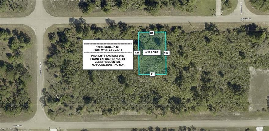 Oversized lot opportunity in a rapidly growing Fort Myers location! This spacious homesite offers extra room for your custom build, outdoor living, or investment potential. Conveniently located near shopping, dining, schools, and with easy access to major roadways and Southwest Florida International Airport. Owner also has a nearby lot at 1260 Belfast Ave available for sale, ideal for a package deal or additional investment opportunity. Don’t miss this rare chance to secure a larger footprint in a desirable area!
